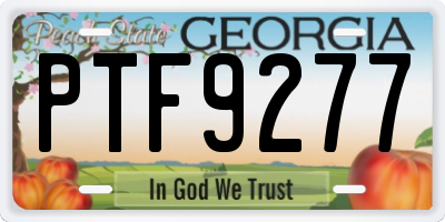 GA license plate PTF9277