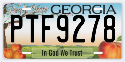GA license plate PTF9278