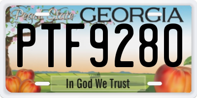 GA license plate PTF9280