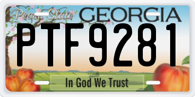 GA license plate PTF9281