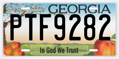 GA license plate PTF9282