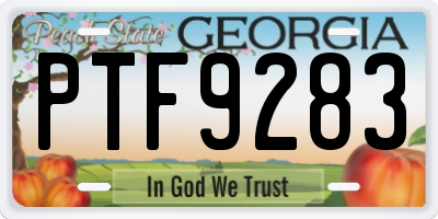 GA license plate PTF9283