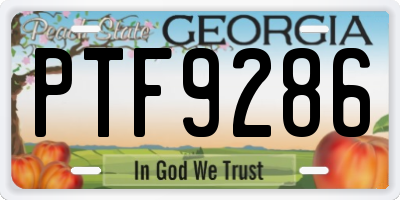 GA license plate PTF9286