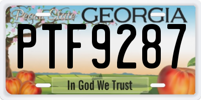 GA license plate PTF9287