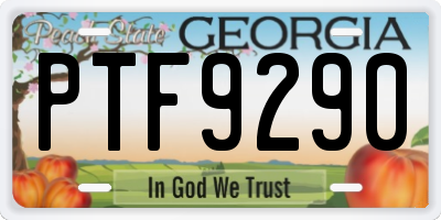 GA license plate PTF9290