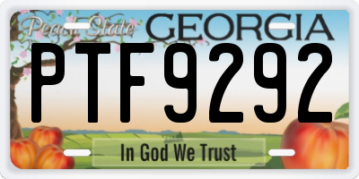 GA license plate PTF9292