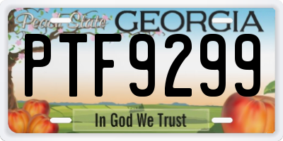 GA license plate PTF9299