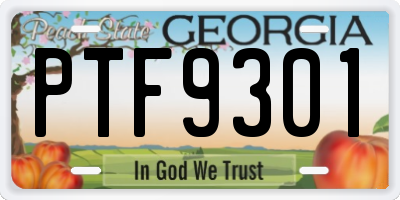 GA license plate PTF9301