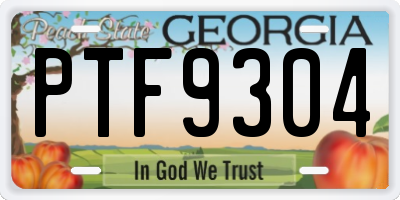 GA license plate PTF9304