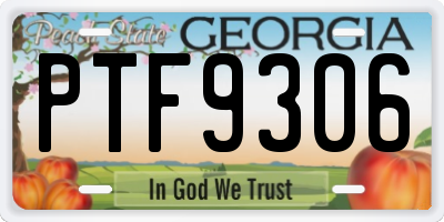 GA license plate PTF9306