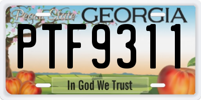 GA license plate PTF9311