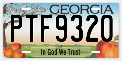 GA license plate PTF9320