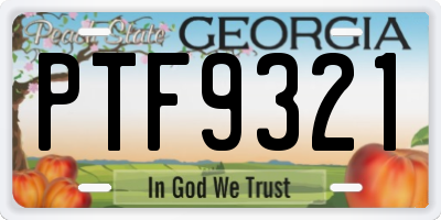 GA license plate PTF9321