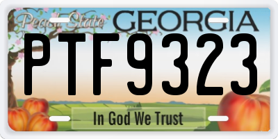 GA license plate PTF9323