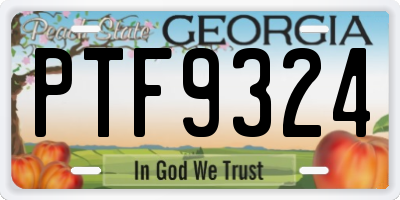 GA license plate PTF9324