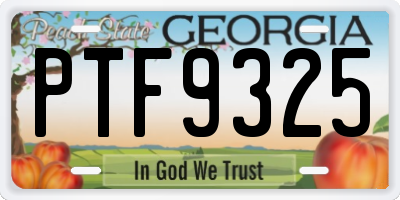 GA license plate PTF9325