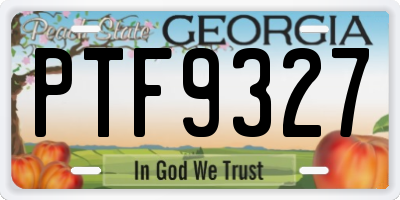 GA license plate PTF9327