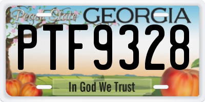 GA license plate PTF9328