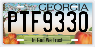 GA license plate PTF9330