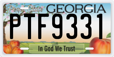 GA license plate PTF9331