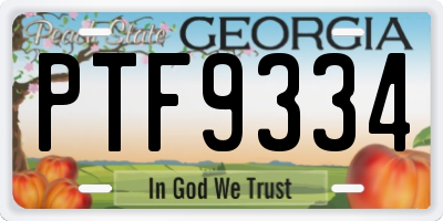 GA license plate PTF9334