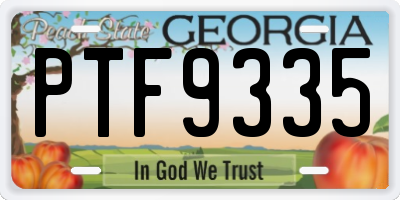 GA license plate PTF9335