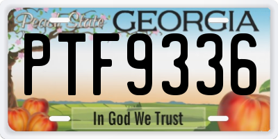 GA license plate PTF9336