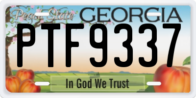 GA license plate PTF9337