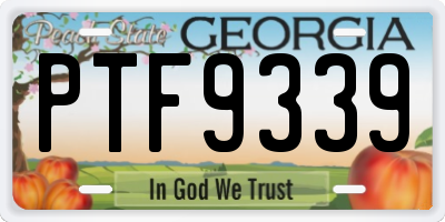 GA license plate PTF9339
