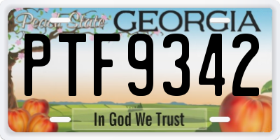 GA license plate PTF9342