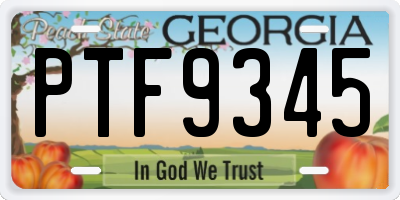 GA license plate PTF9345