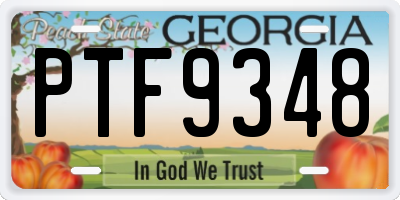 GA license plate PTF9348