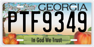 GA license plate PTF9349
