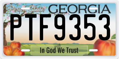 GA license plate PTF9353