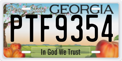 GA license plate PTF9354
