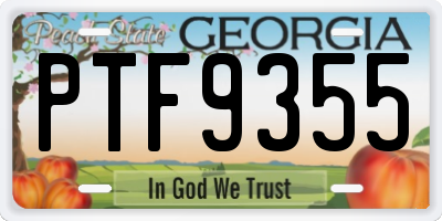 GA license plate PTF9355