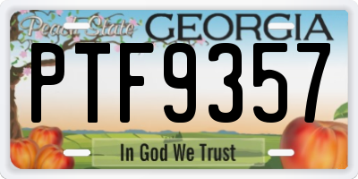 GA license plate PTF9357