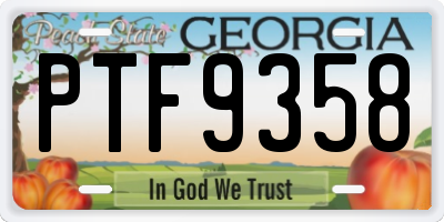 GA license plate PTF9358