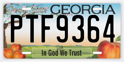 GA license plate PTF9364