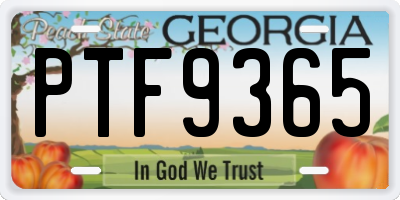 GA license plate PTF9365