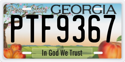 GA license plate PTF9367