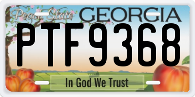 GA license plate PTF9368