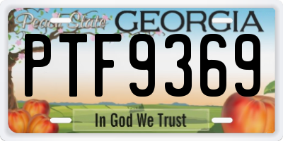 GA license plate PTF9369