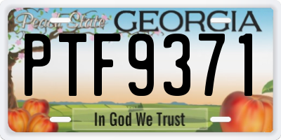 GA license plate PTF9371