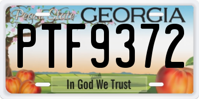 GA license plate PTF9372