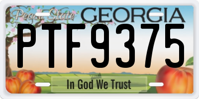 GA license plate PTF9375
