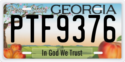 GA license plate PTF9376