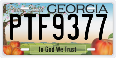 GA license plate PTF9377