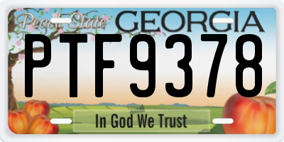 GA license plate PTF9378