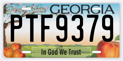 GA license plate PTF9379